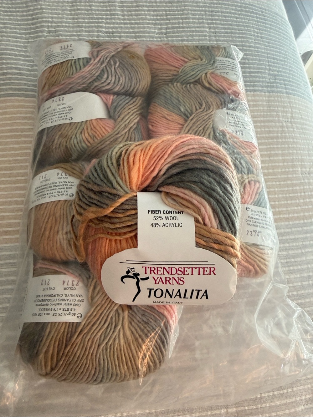 Yarn, Multicolor Wool-Acrylic Yarn - Soft Pastel Blend